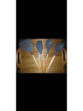 Sur La Table 4 Piece Silicone Wood Utensil Set